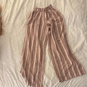 Rewind Striped Wide Leg Pants - Pink and White